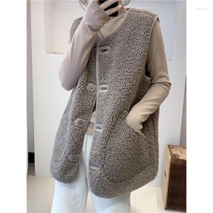 Gilet da donna Donna Warm Lamb Plush Gilet in pelliccia femminile Ladies All-Fiammifero senza maniche monopetto giacca allentata G267