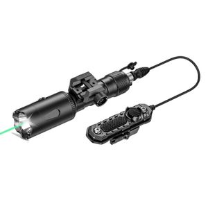 Taschenlampen, 1000 Lumen, taktische Taschenlampe mit grünem Strahl, Laser-Anblick, LED-Licht-Kombination, langes Waffenlicht mit Fernschalter für Picatinny-Schiene 0109