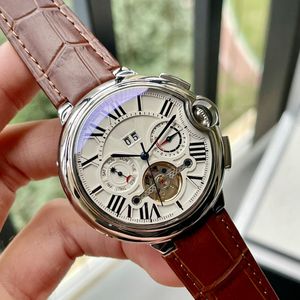 Oglądaj zegarki męskie zegarki Tourbillon Automatyczne zegarki mechaniczne Wzór Sapphire składany skórzany pasek na rękę wodoodporną 44 mm wiele kolorów