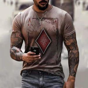 Мужские футболки T 2023 Летняя печать покерная футболка с коротким рукавом на улице
