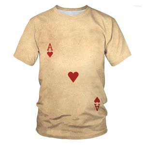 Camisetas masculinas 2023 Poker Men T-shirts 3D Tops Tees Fashion Ace Impresso Summer outono de manga curta Faddish Casual Clothing