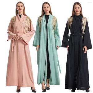 Ethnischer Kleidungsstil, muslimische Robe, islamische Damen-Kleid für den Nahen Osten, Dubai, arabisches Ramadan-Gebet, elegantes Bangladesch-Gürtelkleid