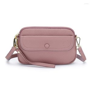 Evening Bags Genuine Leather Shoulder For Lady Messenger Mum Fashion Purse Femme Crossbody Bag Zipper Phone Storage