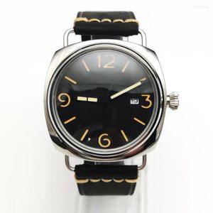 Armbanduhren 6 Farben Retro Piloten 45mm Mechanische Uhr Japan NH35 Herren Automatik Mode Leuchtendes großes schwarzes Zifferblatt