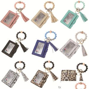 Favor Favor Fashion PU Leather Bracelet Wallet Keychain Tassels Bangle Key Ring Holder Bacha Bolsa de Pulseiro de Contas Sile Handb Dhz6w