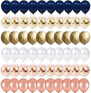 Party Decoration 1Set 10inch Navy Blue Gold Confetti Balloons Rose Pearl White Metal Balloon Birthday Wedding Supplies