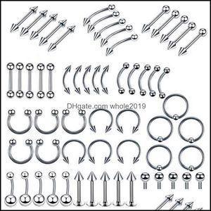 Botão de campainha do umbigo jóias da moda jóias de aço inoxidável anel de anel piercing nariz Horseshoe lábio lingueta sobrancelha tragus barbells dhzba