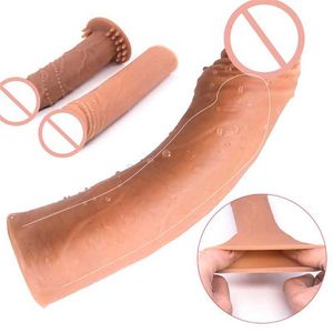 Sex Toy Massager Liquid Silicone Material Spikes Penis Sleeve Lengthen for Men with Delayed Ejaculation Adult Toys