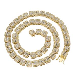 Bling 14k Gold Plated Cz Iced Out Diamond Hip Hop Jewelry Cuban Chain Link Necklace Cadena a Men