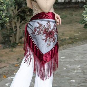 Scene Wear Belly Dance Brodery Velvet Fabric Fringes Practice Hip Scarf Women Oriental Dancing Belt