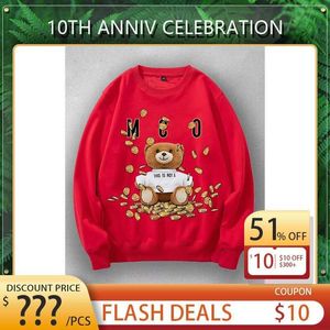 Tyot Mens Colorful Bear Print Sweatshirts Luxury Brand Men Womens Hoodies Fashion Pullover