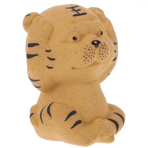 Christmas Decorations 1pc Ceramic Tiger Adornment Lovely Tea Pet Decoration Ornament For Home