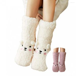 Women Socks 1 Pair Great Plush Sock Eye-catching Comfortable To Wear Coral Fleece Sweat-absorbing Floor Slippers