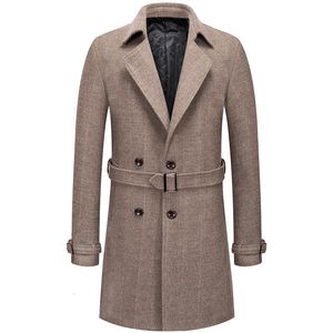 Lã de lã masculina Blends Men Men thebrested Cashmere Trench Coats Longo Covercoats Jackets de inverno Masculino Business Casual 230107