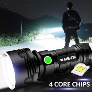 Latarki pochodnie super potężne XHP70 LED LEDLIGHT XHP50 TAKTICAL TORCH ATBAT ATHARGATED LODOOD LAMPA LAMPĘ Ultra Bright Lantern Camping 0109