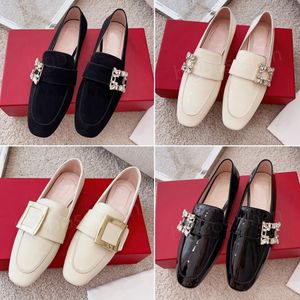 Fashion Dress Shoes Formal Shoes Women's Designer Wedding Party Quality Leather Square Buckle Flat Bottom Loafers women with Original Box 35-40
