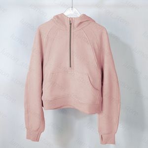 Зимняя йога Lulus Женские куртки Спортивные костюмы Комплекты Толстовка Scuba Half Zip Hoodys Sweater Gym Clothing Tops Workout Fitness Loose 23ss Модный тренд