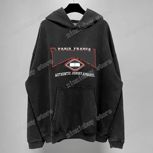 Xinxinbuy Men Designer Hoodie Sweatshirt Paris Red Letters Brodery Sleeve Webbing Women Black White Brown MA01 XS-2XL