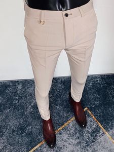 Herrenanzüge, Khaki, formelle Anzughose für Herren, hochwertig, einfarbig, Business-Mode, lässig, schmale Passform, Knöchelhose, Kleidung, Kleid