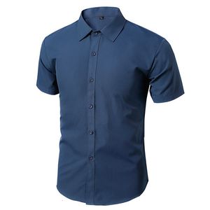 Magliette da uomo Abito estivo Camicie sociali Uomo Abbigliamento da lavoro non stirato Camicia slim manica corta da uomo Bianco Nero Abbigliamento di marca 230109