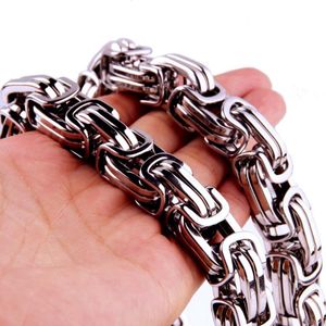 Chains 8/12/15MM Mens Chain Heavy 316L Stainless Steel Necklace Link Byzantine Fashion Jewelry 7inch-40inchChains