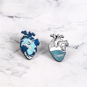 Broches Ocean Heart Pins Anatomia Blue Sea Broche Neurologia Para Médicos e Enfermeiras Pin Sacos de Pin Bisture Gifts