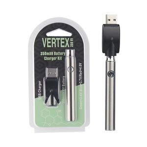 1pcs vértice lo VV Pré-aquecimento Evod Battery Blister Charger Kit 350mAh 650mAh Pré-aquecendo baterias E-Cigarette Vape Pen 510 Thread G2 Cartuchos de vapor