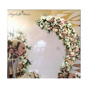 Dekoratif çiçek çelenkleri özel şampanya ay şekli çiçek aranjmanı gül yapay sıra düğün kemer dekor arka plan duvar win dhrxq