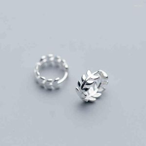 Hoop Earrings Simple Leaf Round Ear Buckle Elegant Silver Color For Women Fashion Trendy Jewelry Wholesale