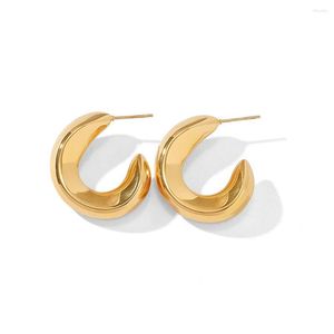 Hoop Earrings Fashion Personality Stainless Steel Twisted Unusual Minimalist Gold Color Geometric For Women Jewelry