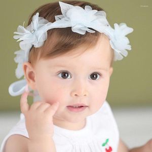 Hårtillbehör baby flicka pannband blomma band båge barn blommor huvudbonad justerbar bröllopsfest tillbehör