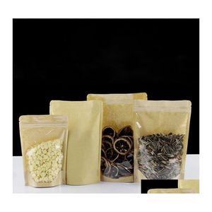 Gift Wrap 50Pcs Food Packaging Candy With Window Nut Beans Pouches Party Supplies Kraft Paper Bag Package Drop Delivery Home Garden Dhlo2