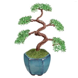 Sacchetti per gioielli TUMBEELLUWA Filo di alluminio avvolto in filo di alluminio stile bonsai Albero dei soldi della fortuna con base in ceramica Ornamenti per la decorazione della stanza in erba di plastica per