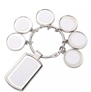 Сторона 5 Circle Add Rec Charms Sublimation Blank Key Кольцо термопередача для ключей кошельки для подвески подвески Vange Diy 0116