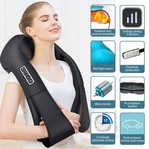 Ansiktsvårdsapparater U Formar Hemmbil Electrical Kneading Shoulder and Neck Massager Light Wave Heating 4D Cervical Spine Massage Shawl 230109