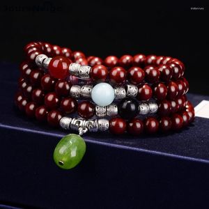 Strang Gro￟handel lobulare rote Sandelholzarmb￤nder Vollhand 108 Buddha Perlen hohe Dichte Halskette f￼r Frauen M￤nner Schmuck