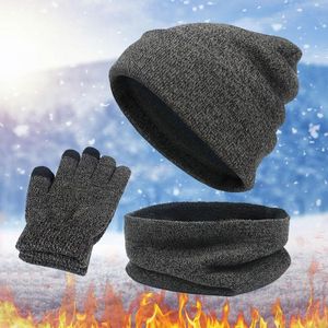 Ball Caps Scarf Gloves Hat Set For Teen Girls Women&Men Winter Warm Wool Slouchy Three Pieces Snow Knit Cap Screen