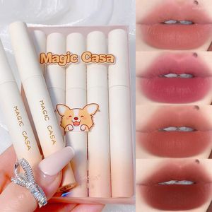 Läppglans 5st Glaze Set Waterproof Matte Liquid Lipstick varaktiga icke-blekande sexig sammet fuktgivande pigment kosmetik