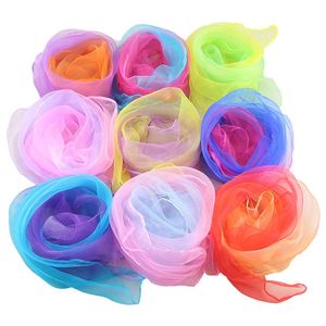 Sciarpe Sciarpa quadrata a colori sfumati Ragazze di seta imitata che ballano Fazzoletto da collo in chiffon sottile Puntelli da esibizioneSciarpe