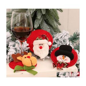 Christmas Decorations Ornaments Red Wine Coaster Cartoon Flannel Wines Glass Foot Er Party Home Table Decoration 3 Styles Drop Deliv Dhpi1