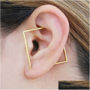 Charme Gold Ohrmanschette Kletterer handgefertigte Quadratohrringe gef￼llt 925 Sier Schmuck Oorbellen Minimalist f￼r Frauen 221014 Drop Lieferung DhHEB