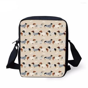 Shoulder Bags Women Crossbody Small Messenger Ladies Dachshund Dog Pattern Handbag Female School Student Bag Tote