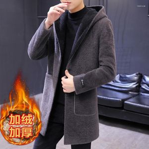 남자 양모 도착 겨울 고품질 캐주얼 트렌치 남자 후드 코트 재킷 / 사업 두꺼운 따뜻한 모직 대형 크기 S-4XL