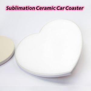 Sublimation Ceramic Car Coaster Tumbler Drinkware Mat Square Heart Coffee Cup Holder Antislip Portable Bottle Protection by ocean Z11