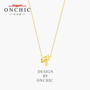 Onchic designer jewelery necklace clavicle women's small design sense ins gold-plated jewelry mushroom plant lovely simple and versatile
