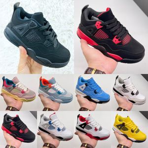 4 4s Kids Basketball Shoes Raptors Bred Tattoo Tinker Black Cement Fire Red Thunder Big 5 5s Kids Youth Boys Sport Children Sneakers size 22-37