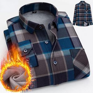 Camisas casuais masculinas de inverno de ponta de veludo masculino, camisa espessada versátil quente e idosos