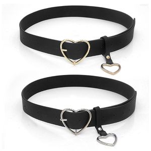 Cinture Cintura regolabile a forma di cuore Colori neri Ragazzo Ragazza Signora Donna Pelle PU Designer di lusso Fibbia in metallo