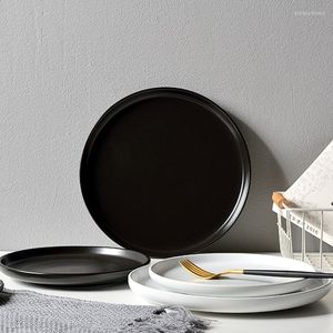 Tallrikar nordiska frostade keramiska bordsartiklar matt svartvitt enkel hushåll biffplatta västerländsk grossist
