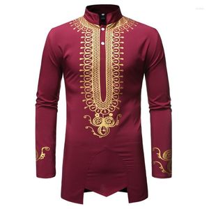 Men's Casual Shirts African Clothes For Men Fashion Long Sleeve Dashiki Print Dress Shirt Africa Traditional
